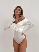 Långärmad bodysuit med öppna axlar