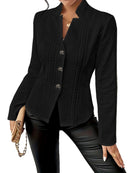 Enkelknäppt jacka med linjedesign