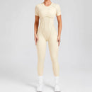 Kortärmade rygglösa sport jumpsuits