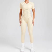 Kortärmade rygglösa sport jumpsuits