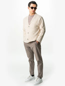 Beige, tunn jacka med knappar