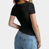 Kort smal t-shirt med rund hals