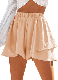 Shorts med hög midja och volanger