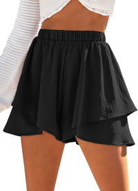 Shorts med hög midja och volanger