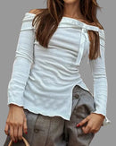 Elegant topp med rosett och bara axlar