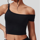 Yogadräkt med en axel och utsvängda byxor