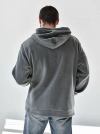 Grå Stil-jacka, med fleece inuti, dragkedja och fickor