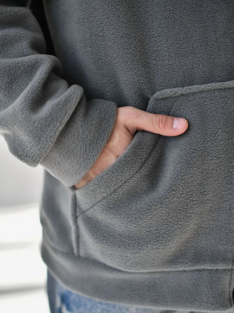 Grå Stil-jacka, med fleece inuti, dragkedja och fickor