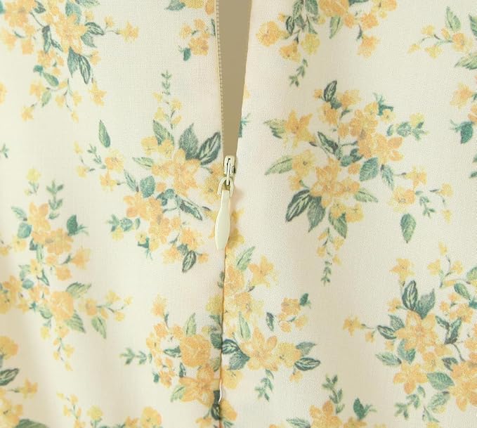 Retroblommig kortärmad sommar miniklänning