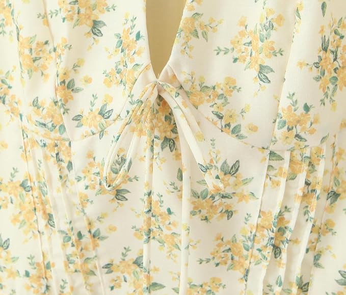 Retroblommig kortärmad sommar miniklänning