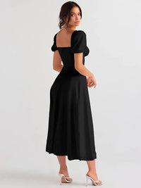 Square neckline svart mini klänning