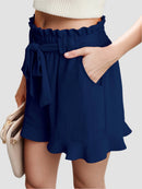 Högmidjade shorts med spets