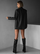 Svart avslappnad jacka med bälte i midjan