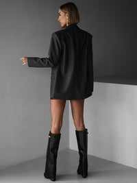 Svart avslappnad jacka med bälte i midjan