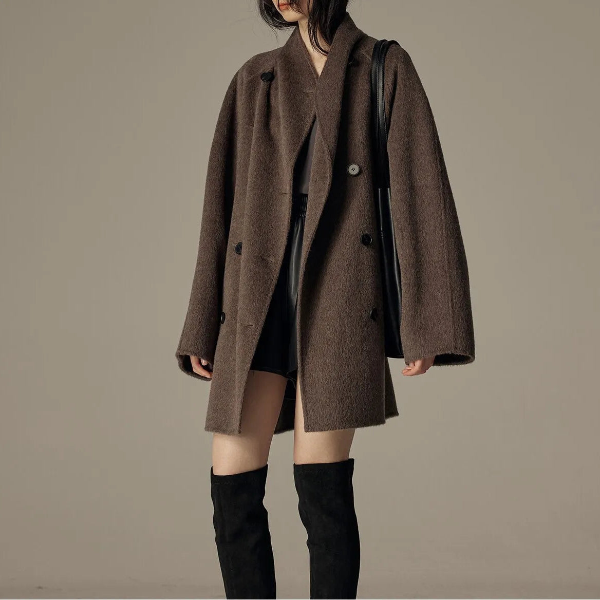 Veronny elegant höstkappa med dubbla rader knappar