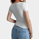 Kort smal t-shirt med rund hals