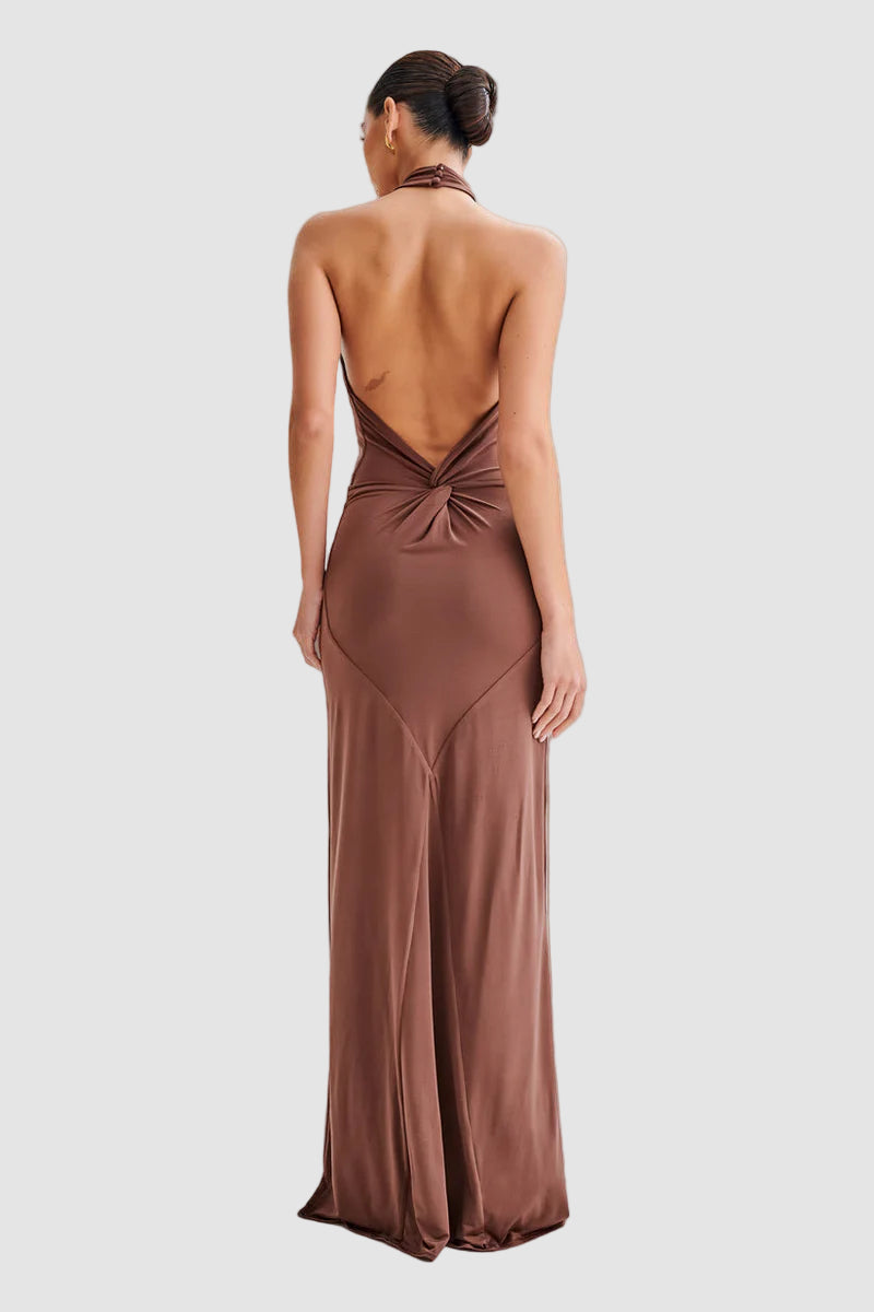 Elie ärmlös aftonklänning med bar rygg