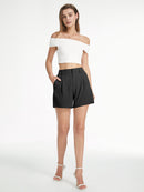 Pastellfärgade eleganta shorts med hög midja