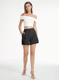 Pastellfärgade eleganta shorts med hög midja