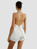 Set med halterneck-topp och shorts utan rygg