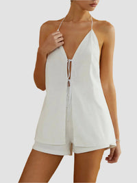 Set med halterneck-topp och shorts utan rygg