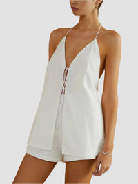 Set med halterneck-topp och shorts utan rygg