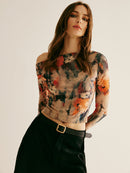 Retro-t-shirt med asymmetrisk krage