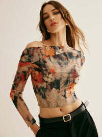 Retro-t-shirt med asymmetrisk krage
