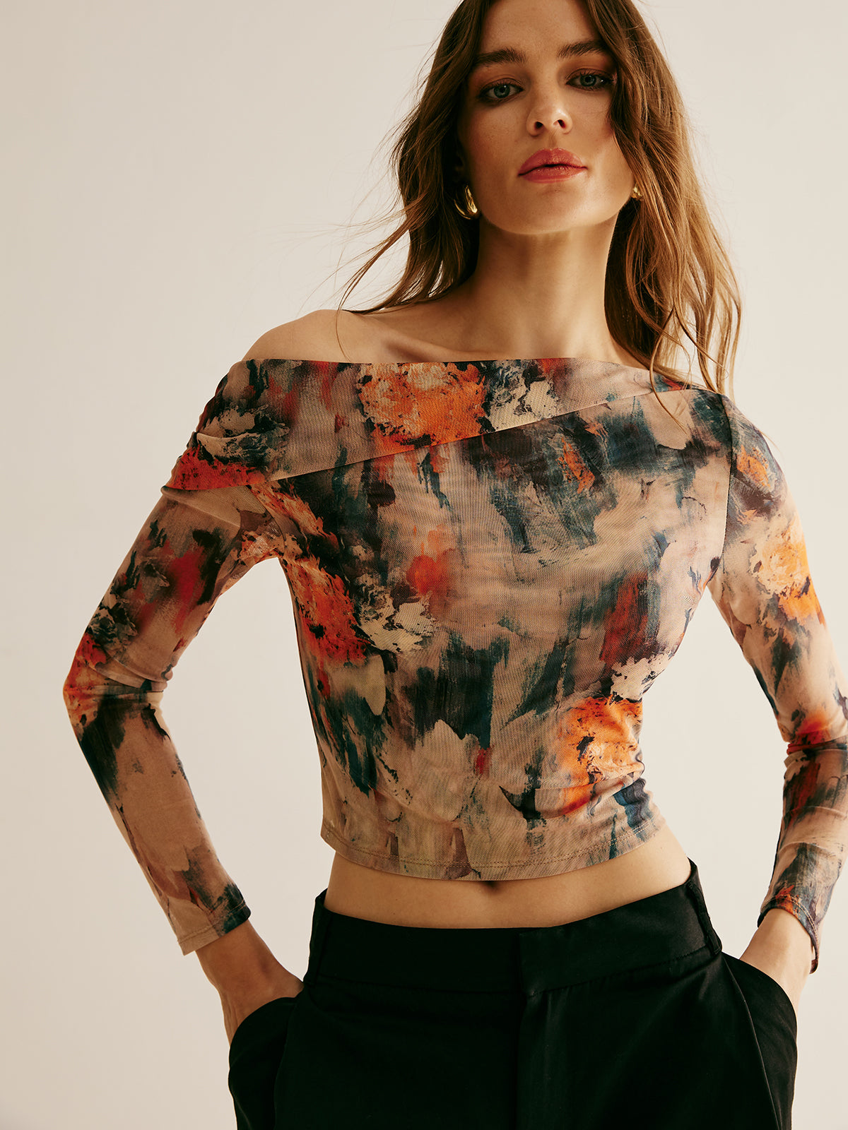 Retro-t-shirt med asymmetrisk krage