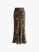 Smal maxikjol med leopardmönster