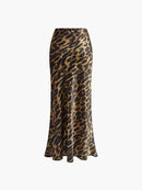Smal maxikjol med leopardmönster