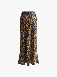 Smal maxikjol med leopardmönster