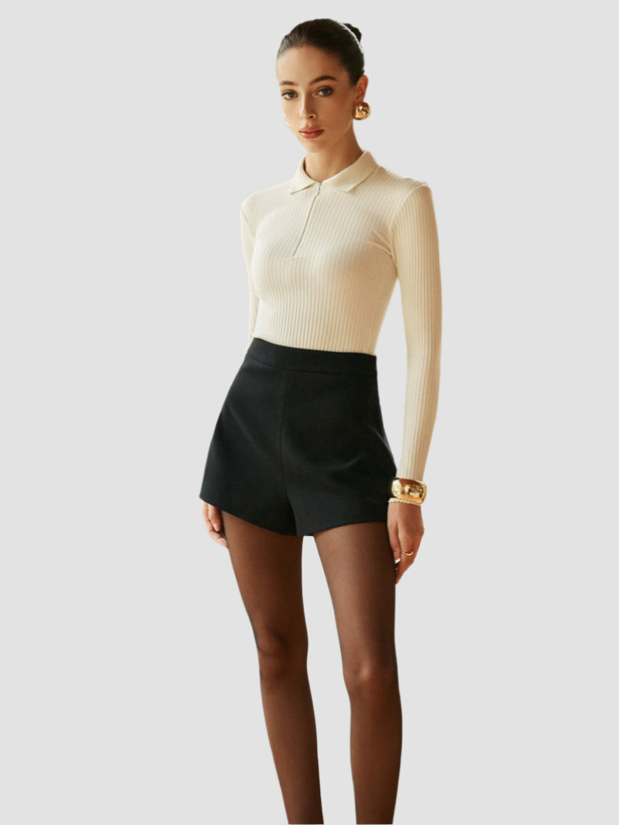 Shorts med hög midja och dragkedja