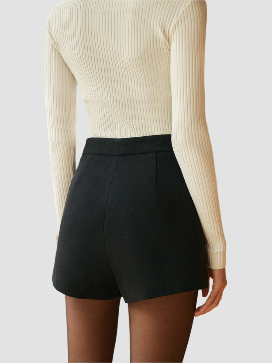 Shorts med hög midja och dragkedja