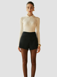Shorts med hög midja och dragkedja