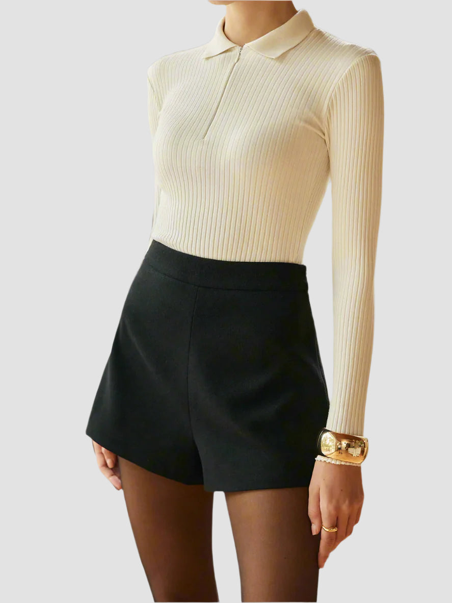 Shorts med hög midja och dragkedja