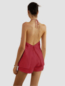 Set med halterneck-topp och shorts utan rygg