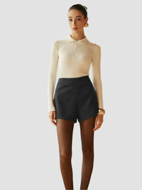 Shorts med hög midja och dragkedja