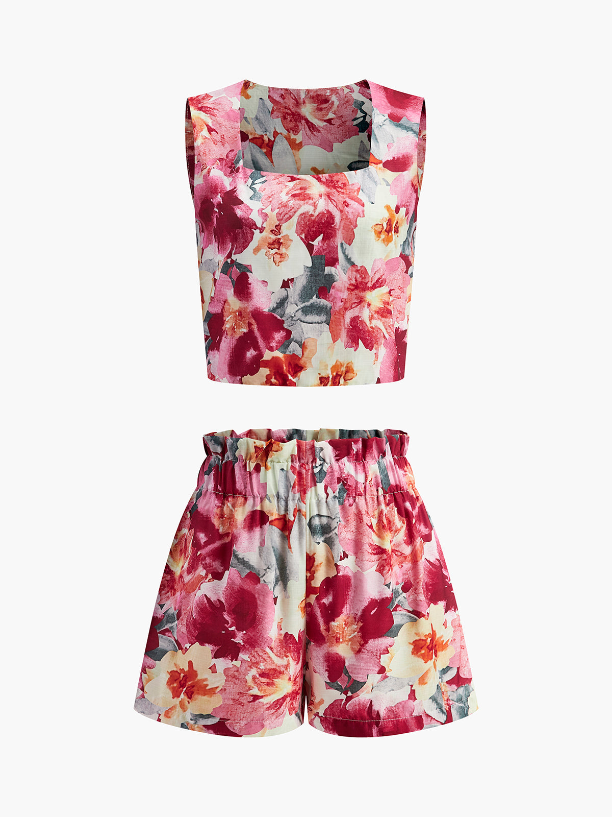 Blommig ärmlös topp och shorts