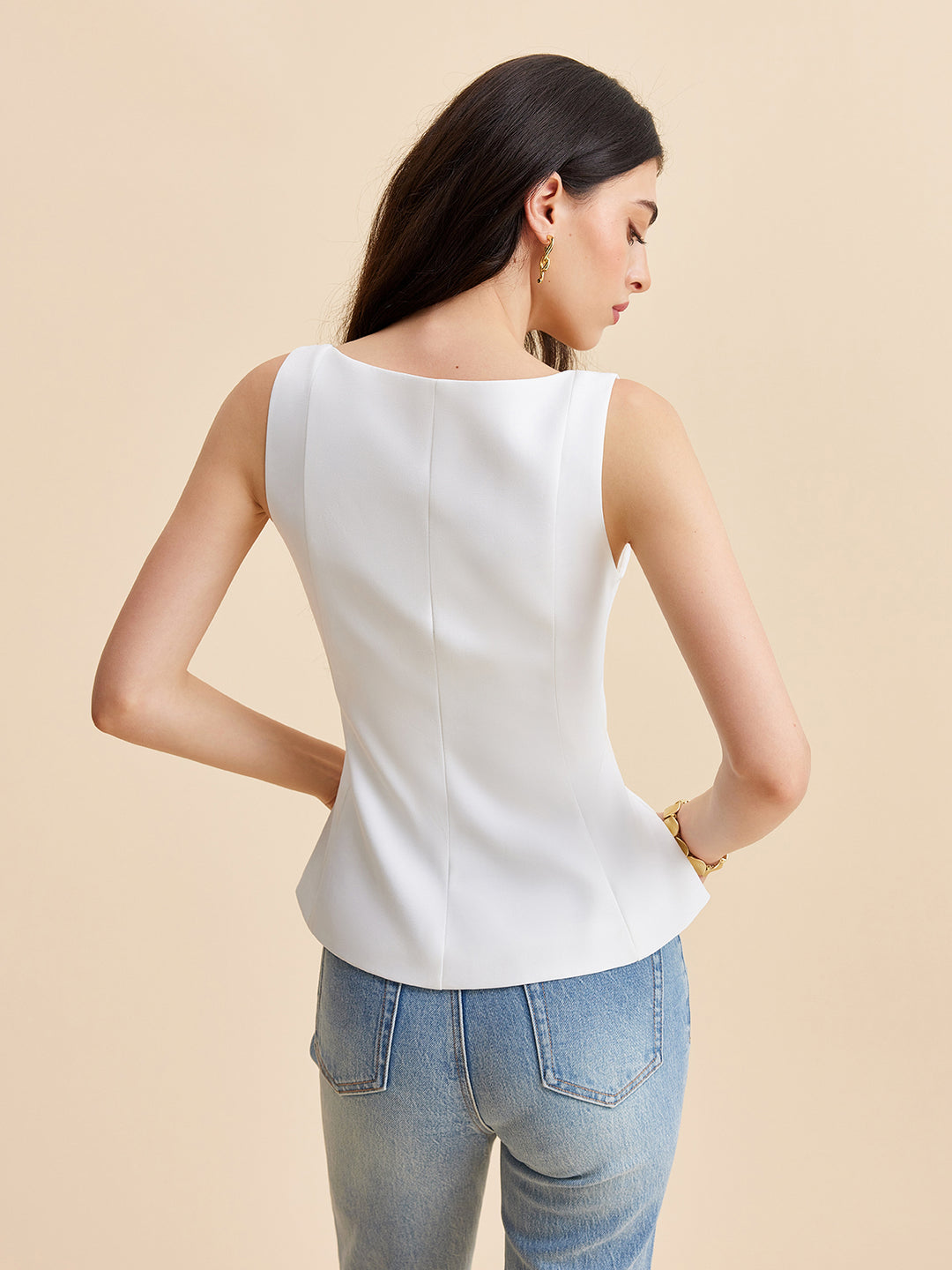 Peplum-linne med fyrkantig halsringning