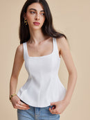 Peplum-linne med fyrkantig halsringning