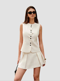 Elegant set med knäppt väst och minikjol