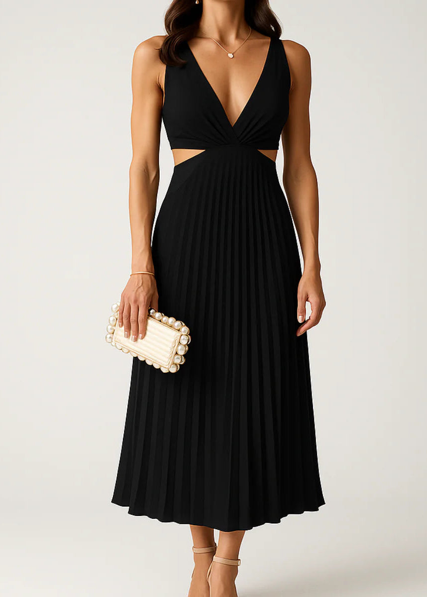 Ella-klänning med V-ringning och bar rygg