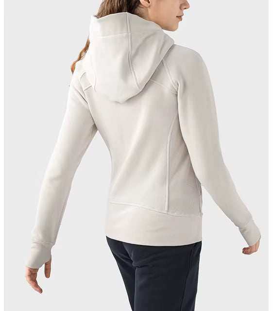 Sportblus med långa ärmar och huva