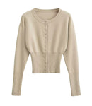 Marissa rundhalsad tröja med åtsittande midja