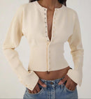 Marissa rundhalsad tröja med åtsittande midja