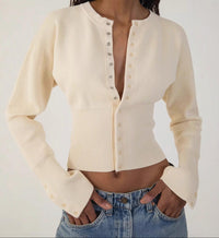 Marissa rundhalsad tröja med åtsittande midja