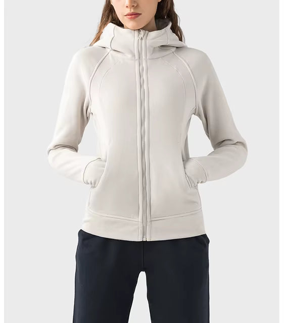 Sportblus med långa ärmar och huva