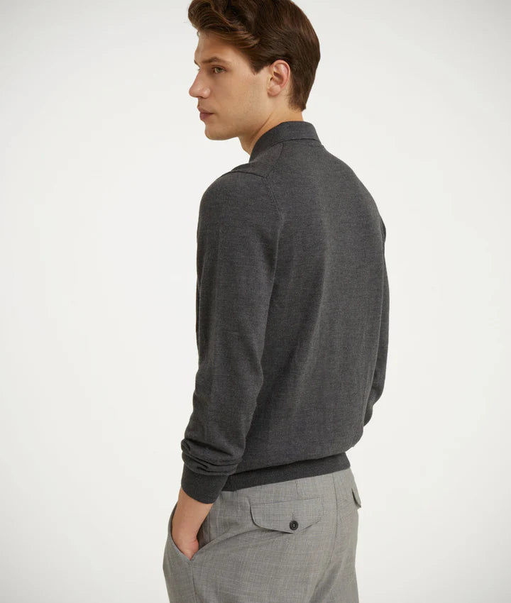 Mörkgrå långärmad tröja i extra fin merinoull