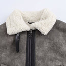 Andreas grå fleecejacka med långa ärmar och dragkedja fram